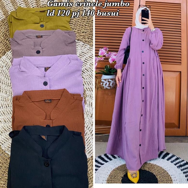 Diskon Terbatas Gamis KM / Gamis Crinkle / gamis crinkle jumbo / gamis polos jumbo / gamis / gamis p