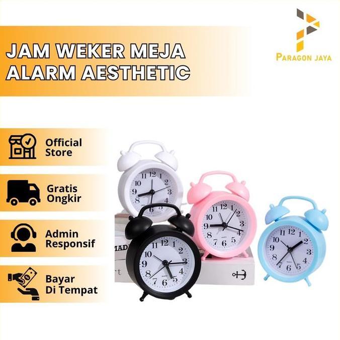 VERNIZCO Jam Weker Meja Alarm Aesthetic Dekorasi Kamar Tidur