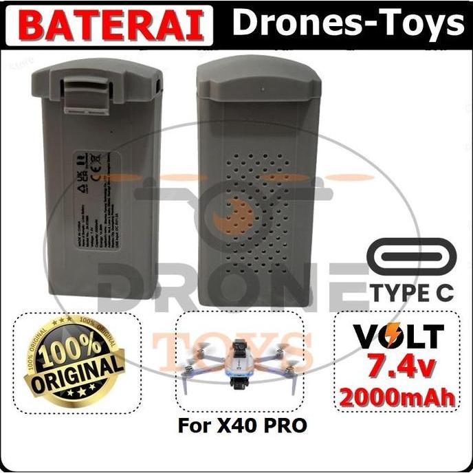 Battery Drone JJRC X40 PRO Batre 7.4V 2000mAh Original Baterai Drone