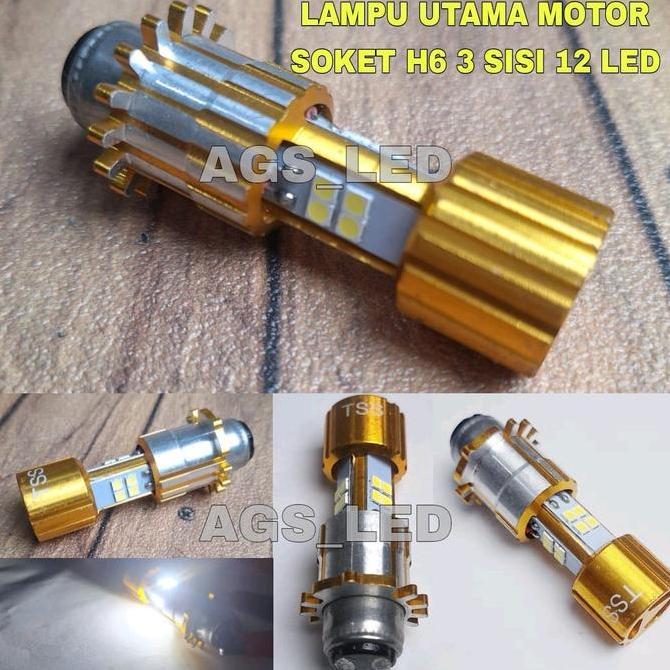 Lampu Depan Motor H6 Hi Low 3 Sisi Cahaya Putih / Lampu Depan Motor Led Soket H6 12 Mata / Lampu Mot