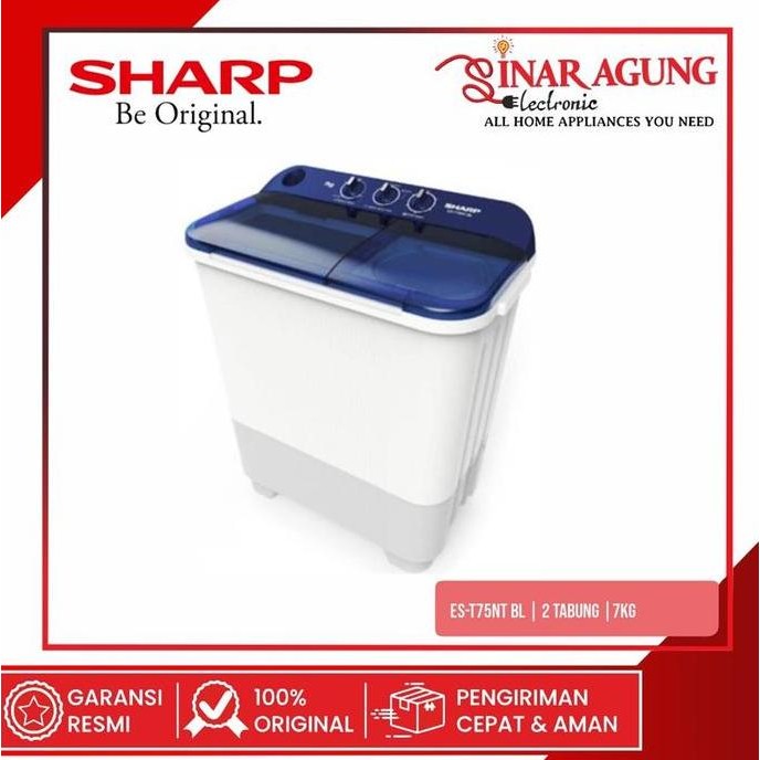 Promo SHARP MESIN CUCI 2 TABUNG 7KG - Biru COD