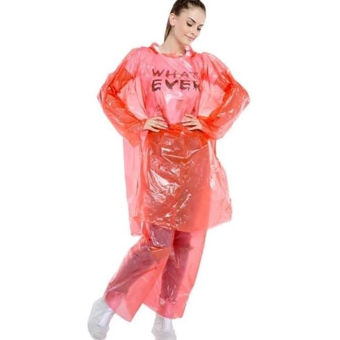 Promo 12 Pcs Jas Hujan Setelan - Jas Hujan Plastik Setelan Baju Dan Celana 1 Lusin ( 12Pcs ) Cod
