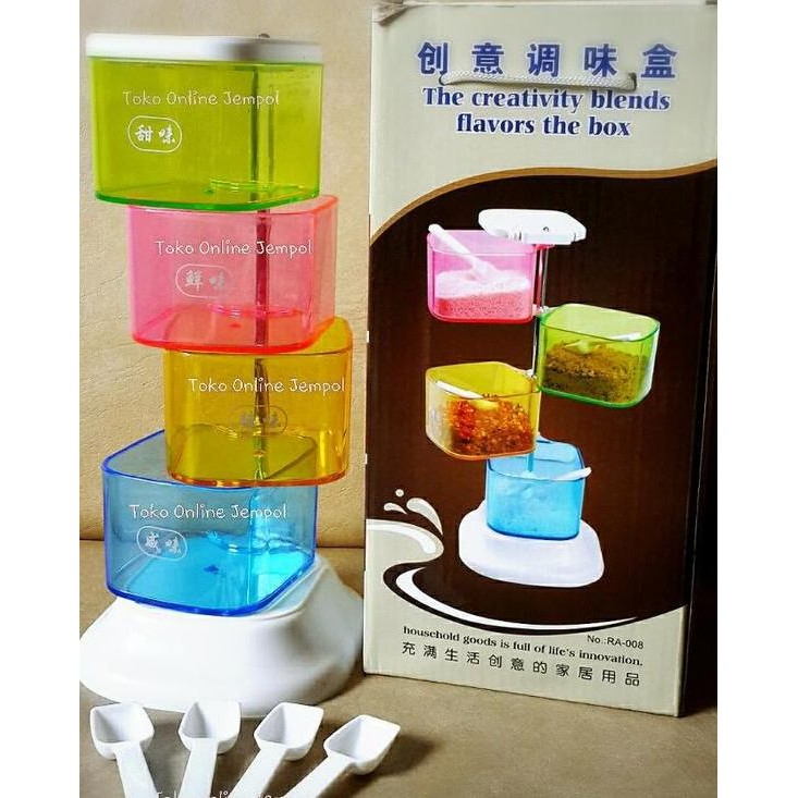 Tempat Bumbu Rainbow Miracle Tingkat 4 Kotak Seasoning Jar