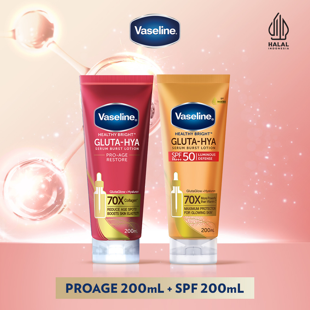 Vaseline Gluta Hya Proage 200ml + Vaseline Gluta Hya SPF 50 200ml