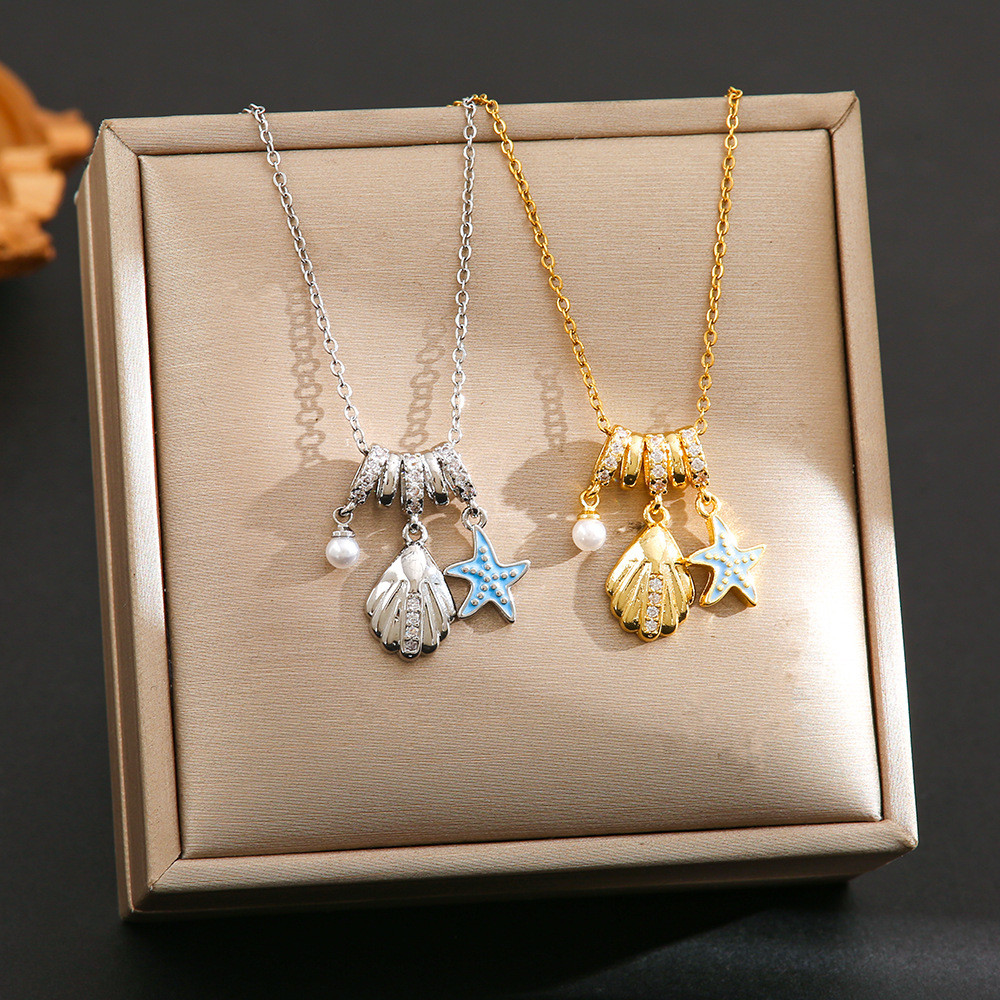 【COD】Kalung Kerang Wanita Niche Komuter Kalung Mutiara Mewah