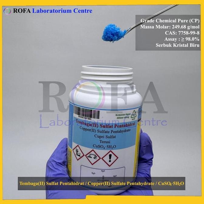 Tembaga(II) Sulfat Pentahidrat / Copper(II) Sulfate Pentahydrate / Terusi / CuSO4.5H2O Serbuk CP 500