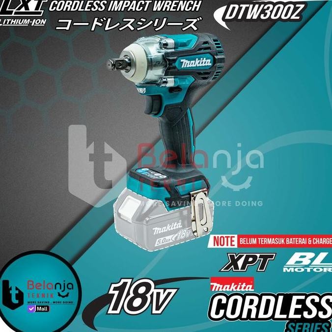 JINICHI- Makita Impact Wrench Cordless DTW300Z Mesin Pumbuka Baut Baterai 18 V