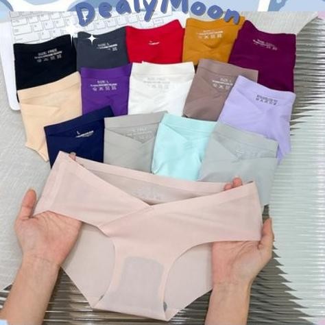 Promo [Dm] Cd363 Celana Dalam Cewek Seamless Katun Cd Wanita Rendah Pinggang Sutra Bumil Sepinggul C