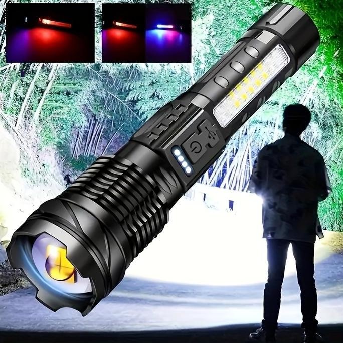 JINICHI- Senter led super terang/Senter Swat Police Terbaik / zoom 7 mode cahaya senter/Led Recharge