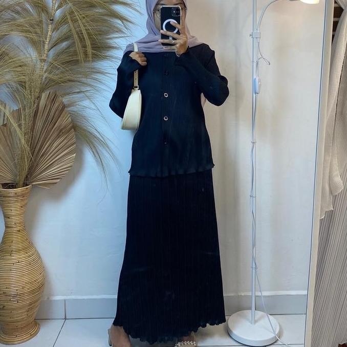 Promo Setelan Wanita One Set Plisket / Setelan Plisket Premium / Setelan Rok Dan Atasan / One Set Wa