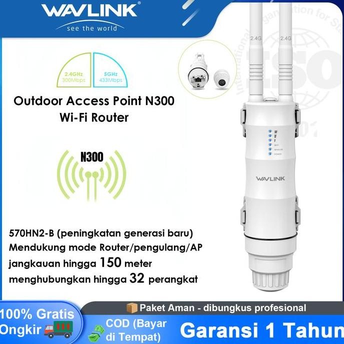 BECQUEREL- WAVLINK CPE300 Mbps Access Point N300 Outdoor Extender Jarak Jauh Mode AP Router Repeater