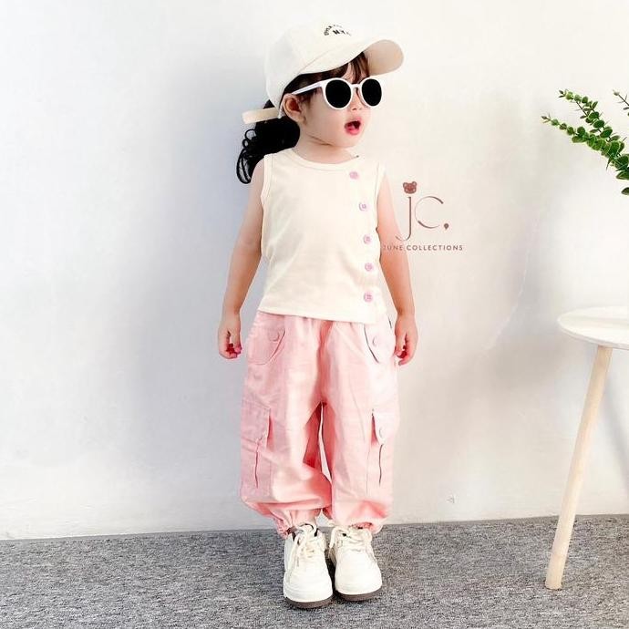 COD JUNECOLLECTIONS SETELAN CELANA CARGO HITS ANAK PEREMPUAN Fashion CELANA ANAK CEWEK WARNA NUDE PI
