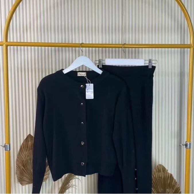 Promo Oneset Tarla Atasan Cardigan Kancing Basic Dan Bawahan Rok Span Panjang Setelan Gamis Wanita M