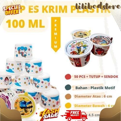 Big Sale HARGA  CUP EKONOMIS/JUAL CUP ICE CREAM KARAKTER/CUP PLASTIK PRINTING 100 ML