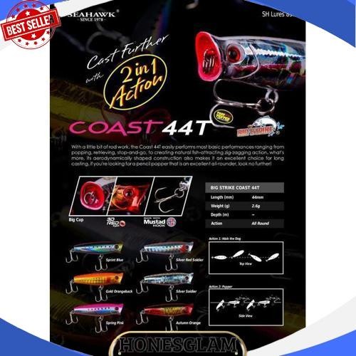 New Lure SEAHAWK COAST PENCIL POPPER 44T (4.4cm / 2.5gram)