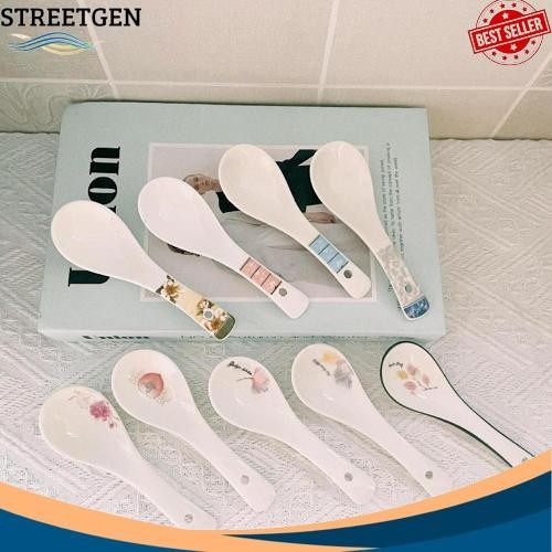 Terlaris Sendok Bebek Sendok Sup Keramik Putih Tebal Motif Bunga