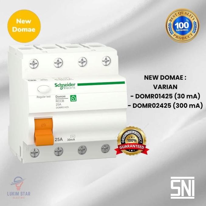 Promo ELCB SCHNEIDER DOMAE 25a 3Phase 300MA/30MA 25A 4phase ELCB 4 Phase 25A COD