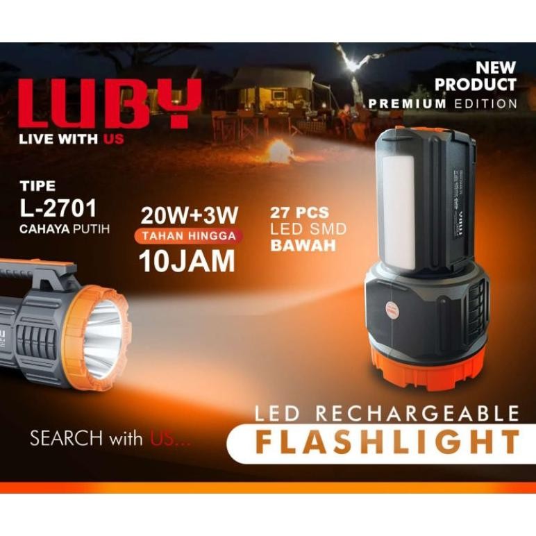 LUBY SENTER LED EMERGENCY BERKUALITAS ORIGINAL SUPER TERANG L-2701/2702 SNI Senter