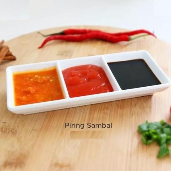 Home Line Piring Sambal Kecap 3 Sekat  12 x 6.2 x 2 cm Keramik