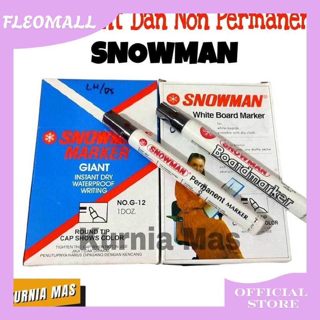 Spidol Hitam Snowman Spidol Permanen Dan Non Permanen Ori