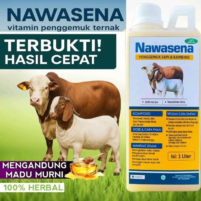 Nawasena Penggemuk Sapi & Kambing 1 Liter - 100% Herbal Alami, Meningkatkan Bobot Cepat, Tanpa Efek 