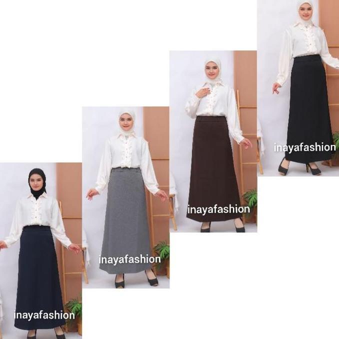 Rok Kerja Panjang Hitam Rok A Line Bahan Formal Kantor / Rok Panjang Wanita Hitam Polos