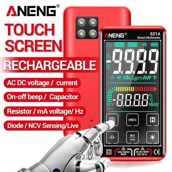 TERLARIS - ANENG 621A Multimeter Digital Layar Sentuh 9999 Hitungan Otomatis