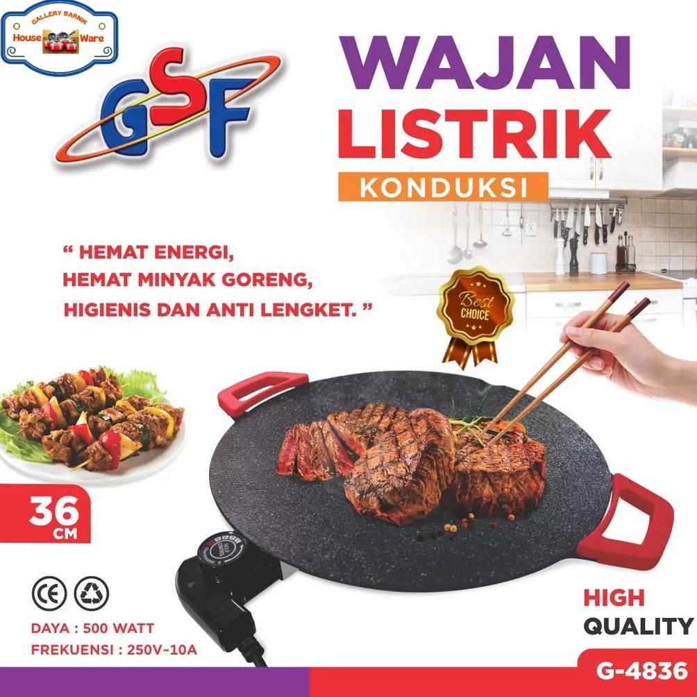 WAJAN LISTRIK PANGGANG MULTIGUNA GRILL PAN KONDUKSI TEFLON ANTI LENGKET GSF 4836 Alat Masak Khusus