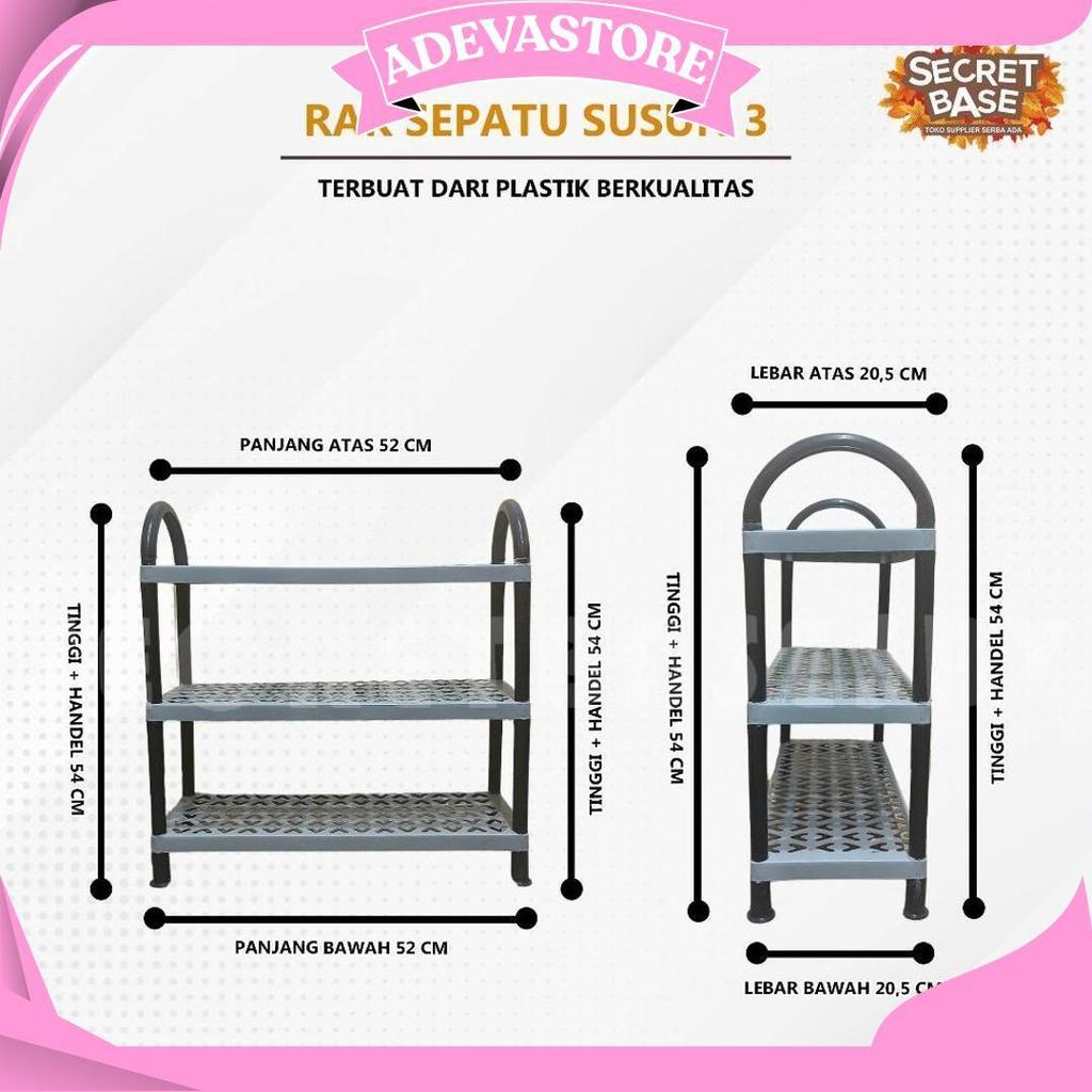 Rak Sepatu 3 Susun - Rak Besar / Tempat Sandal / Rak Sepatu Kokoh Plastik Promo 10.10