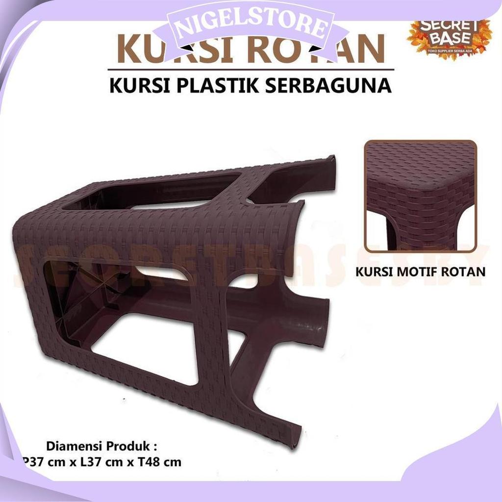 Kursi Rotan - Kursi Plastik Tinggi / Bangku Tinggi Kokoh / Kursi Motif Rotan Murah Ori