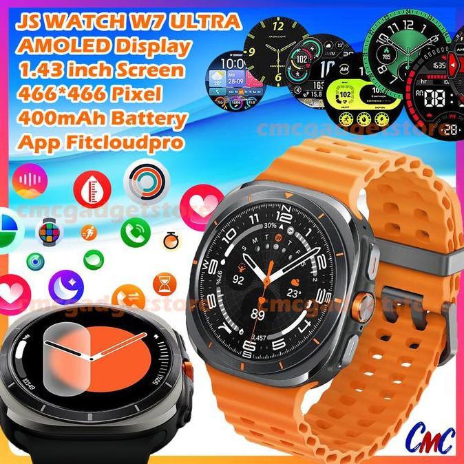 DE83 - JS Watch 7 Ultra W7 HK28 Ultra Smartwatch AMOLED 1.43 inch Display Smart Watch Pria Wanita St