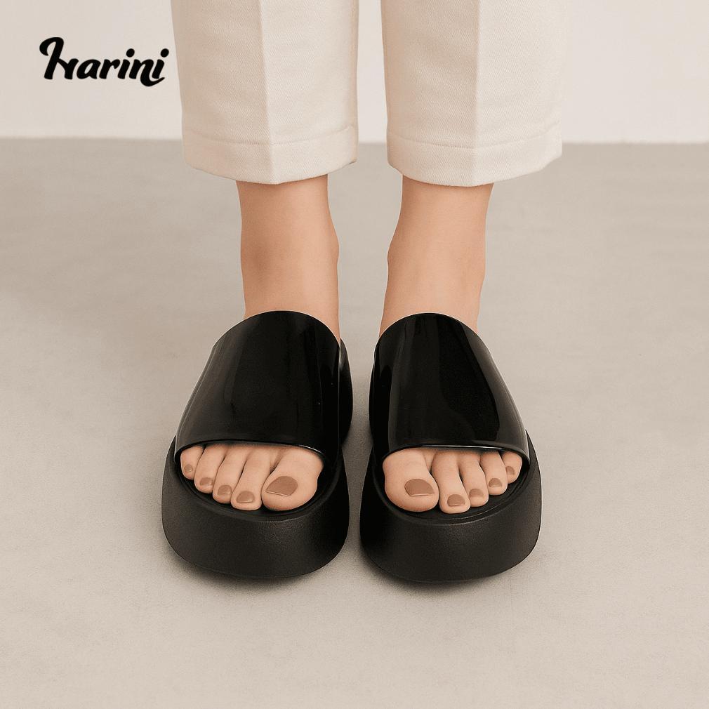 Sandal Slop Wedges Wanita Balance Import Sendal Empuk Karet Jelly Bahan Karet Jelly Empuk 1758-B1