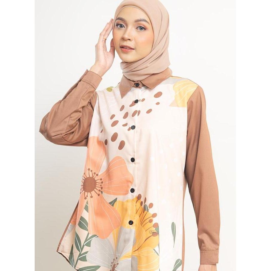 Syahiya - Kemeja Printing Wanita Kemeja Motif Wanita Atasan Motif Premium