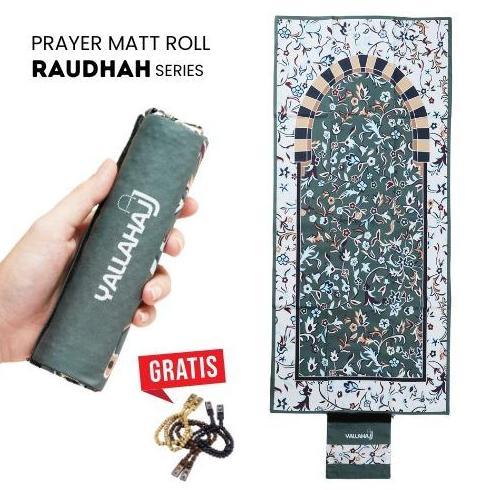 DF123 - Yallahajj Sajadah Travel Premium Lipat/Gulung Motif Raudhah Bahan Waterproof Lapis Anti Slip