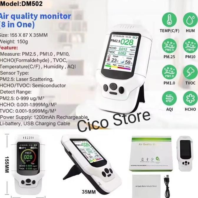 LIBARDIRT- Air Quality  Monitor HCHO PM1.0  PM2.5  PM10 Detector Handheld Indoor Monitor Air Quality