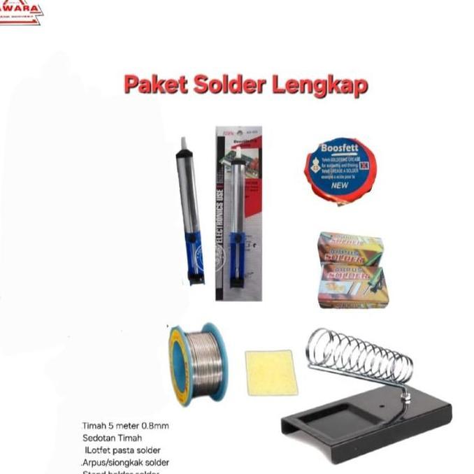 KAHONO Paket Lengkap Soldering Iron TEKIPO Solder 60 Watt Japan Technology TEKIRO Corporation Stand 