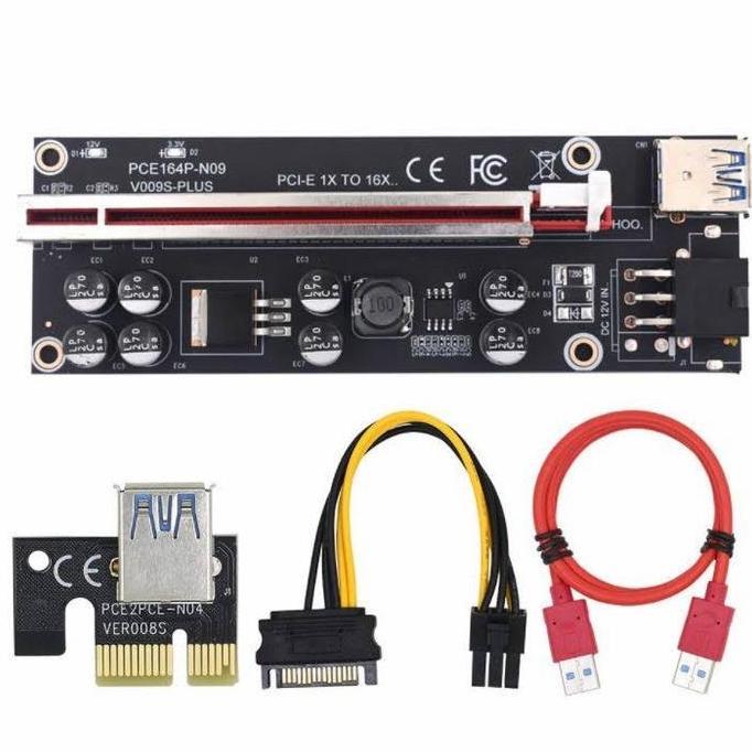 RORONOA- PCI RISER MINING 009S PLUS / RISER 009S+ 8 CAPACITORS - 009S