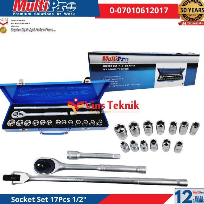 socket set 17pcs MULTIPRO kunci sok kunci socket set 1/2 INCH