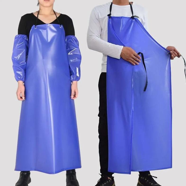 Biru Apron Plastik Celemek Plastik Anti Air Apron Pvc Apron Anti Air Waterproof Celemek Apron perala