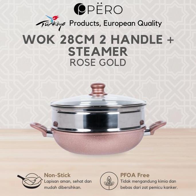 [IN HOUSE] Pero Mercin Wok 28 Cm 2 Handle + Steamer TU