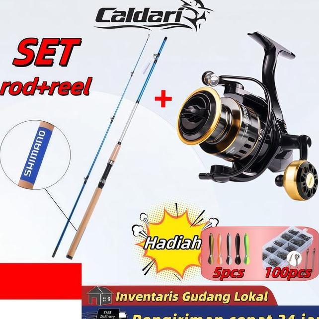 Fishing Full Set Shimano Joran Pancing Putar Set Joran Pancing 30 Kg Gulungan Pancing Logam Fishing 