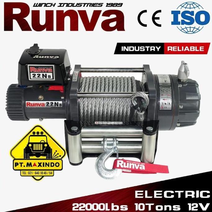 RUNVA 22NB ELECTRIC WINCH 12 VOLT KAPASITAS 10 TON HEAVY DUTY ORIGINAL DAN TERPERCAYA