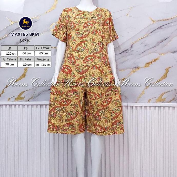 Batik Kuda Mas Setelan Maxi 85 | Piyama Kulot Lengan Pendek Ld 120 Cm