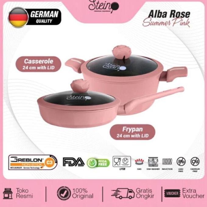 TERMURAH - STEINCOOKWARE Alba Rose Set 2 in 1 panci set Granite ROSE Series