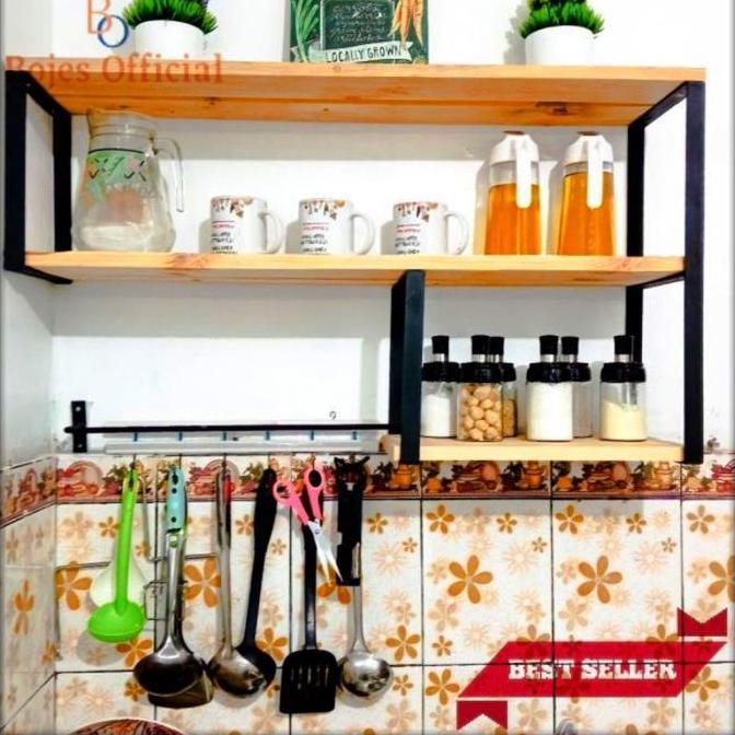 RAK KICHEN SET rak bumbu dapur tempel dinding rak ambalan serbaguna