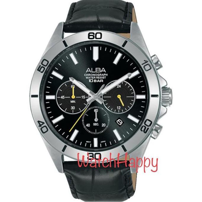 WatchHappy Alba AT3H33X1 Men Leather Black Band Sport AT3H33 Original