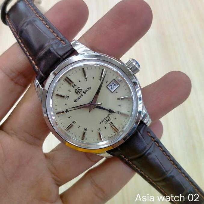 Jam tangan pria grand Seiko gmt automatic strap leather