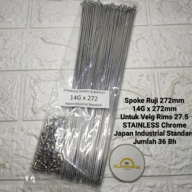 Promo Spoke Ruji Jari 272Mm Stainless Chrome 14G X 272 Untuk Velg Rims Sepeda Mtb 27.5 Dan Roadbike 