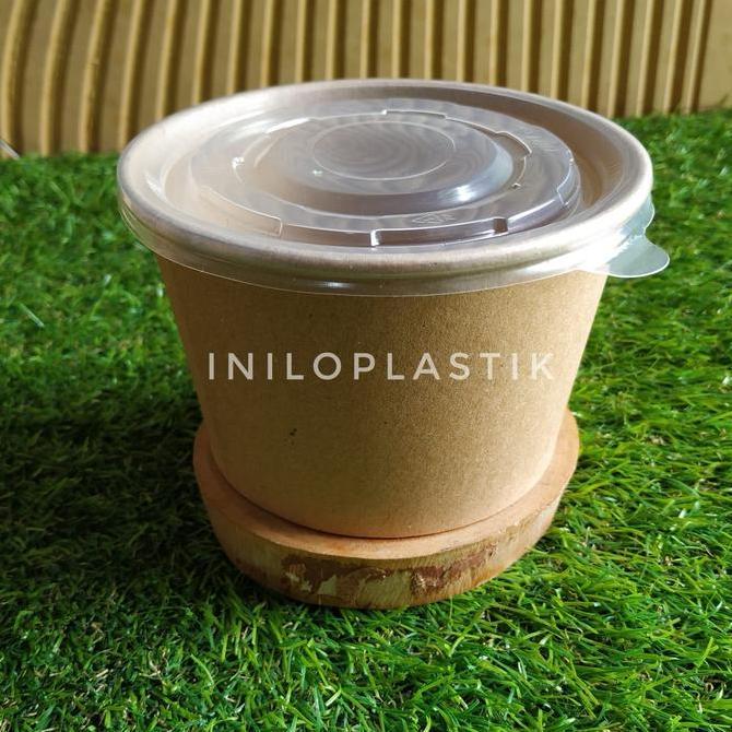Paper Bowl Brown Polos 800ml / Kraft Paper Bowl 800 ml Cokelat