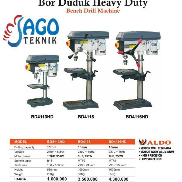 PHRENA Bor Duduk 13mm ALDO / Bor Aldo / Mesin Bor Duduk